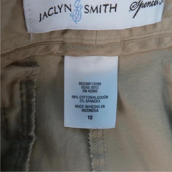 Jaclyn Smith Women's Beige Cotton Stretch Khaki Crop Pants Size 12 - Picture 4 of 4